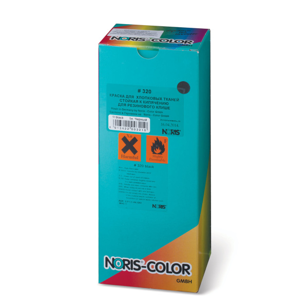 Краска штемпельная NORIS, черная, 1 л, водостойкая (специальная для хлопковых тканей), 320Eч - Штемпельная краска