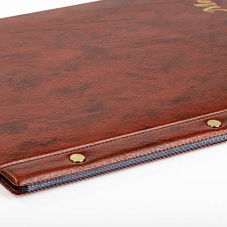 Папка "Меню" на трех винтах, с 10 файлами, 220х320 мм, коричневая, "ДПС", 2273.М-104 - Папки для кафе и ресторанов