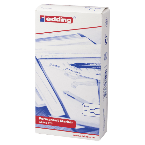 Маркер перманентный (нестираемый) EDDING "370", ЧЕРНЫЙ, круглый наконечник, 1 мм, E-370/1 - Маркеры перманентные