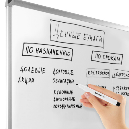 Маркер стираемый для белой доски ЧЕРНЫЙ, BRAUBERG "LINE", 3 мм, с клипом, 152118 - Маркеры для досок