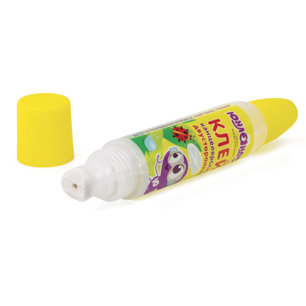 Клей канцелярский двусторонний ЮНЛАНДИЯ, 30 мл, с узким и широким аппликаторами, 227536 - Клей канцелярский