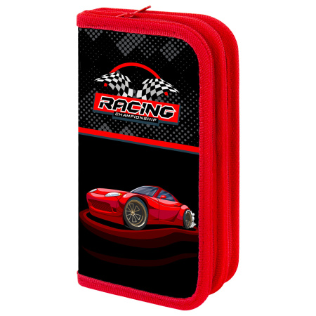Пенал ПИФАГОР, 2 отделения, ламинированный картон, 19х11 см, "Rocket car", 271536