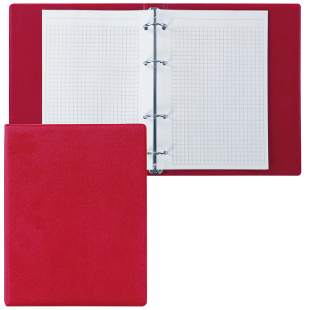 Тетрадь на кольцах А5 (180х220 мм), 80 листов, обложка ПВХ, клетка, BRAUBERG, красный, 403911 - Тетради на кольцах и сменные блоки к ним