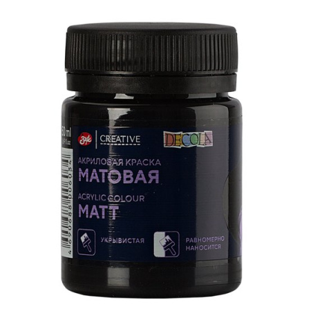 Акриловая краска матовая цвет №810 Черная 50мл Decola