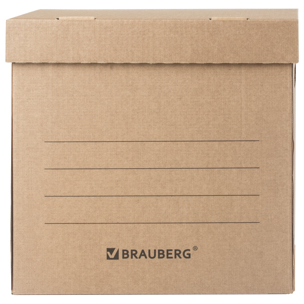 Короб архивный "Делопроизводство" (325х235х325 мм), с крышкой, гофрокартон, BRAUBERG, 129999 - Короба архивные