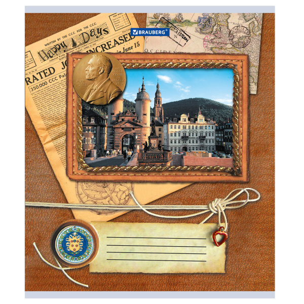 Тетрадь А5, 96 л., BRAUBERG, скоба, клетка, обложка картон, ТЕТРАДЬ, 1 шт, 401290 - Тетради более 60 листов