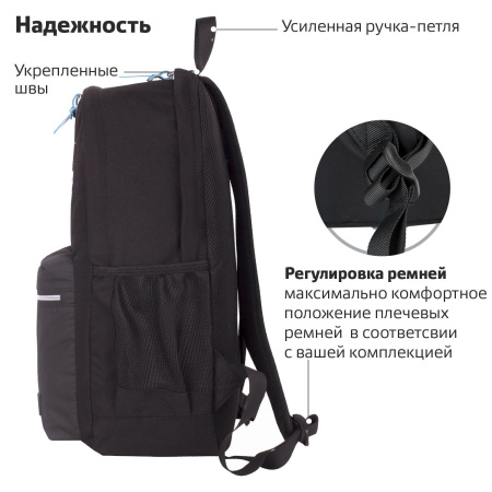 Рюкзак BRAUBERG FASHION CITY универсальный, "Skateboard", черный, 46х31х15 см, 229969 - Рюкзаки городские для старшеклассников и студентов