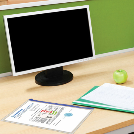 Папка-конверт на молнии А4 (335х238 мм), карман для визиток, прозрачная, 0,12 мм, STAFF, 229547 - Папки-конверты на молнии