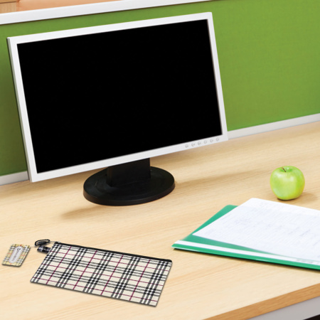 Папка-конверт на молнии МАЛОГО ФОРМАТА (255х130 мм), ткань в клетку, BRAUBERG "Checked", 223894 - Папки-конверты на молнии