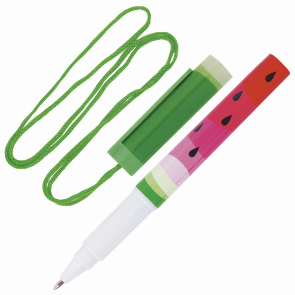 Ручка шариковая на шнурке ПИФАГОР "Орнамент", СИНЯЯ, корпус ассорти, линия письма 0,35 мм, 141465 - Ручки шариковые неавтоматические