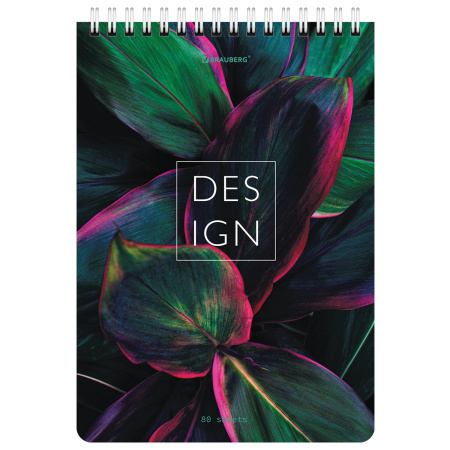 Блокнот А5 (146х206 мм), 80 л., гребень, картон, жесткая подложка, клетка, BRAUBERG, "Растения", 114388 - Блокноты