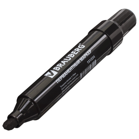 Маркер перманентный BRAUBERG "JUMBO", ЧЕРНЫЙ, ШИРОКАЯ ЛИНИЯ ПИСЬМА, скошенный наконечник, 3-10 мм, 151224 - Маркеры перманентные