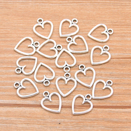 Металлическая подвеска "Сердце" серебро, размер 10*13 мм, 10 шт