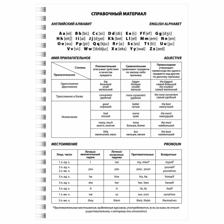 Тетрадь-словарь для записи английских слов А5 48 л., гребень, клетка, BRAUBERG, справка, 403564 - Тетради предметные