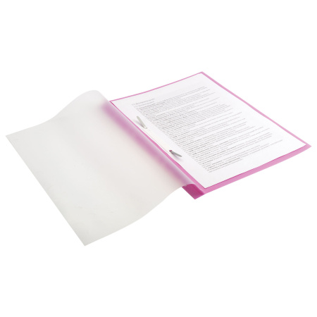 Скоросшиватель пластиковый с перфорацией BRAUBERG, А4, 140/180 мкм, розовый, 226588 - Папки-скоросшиватели мягкие