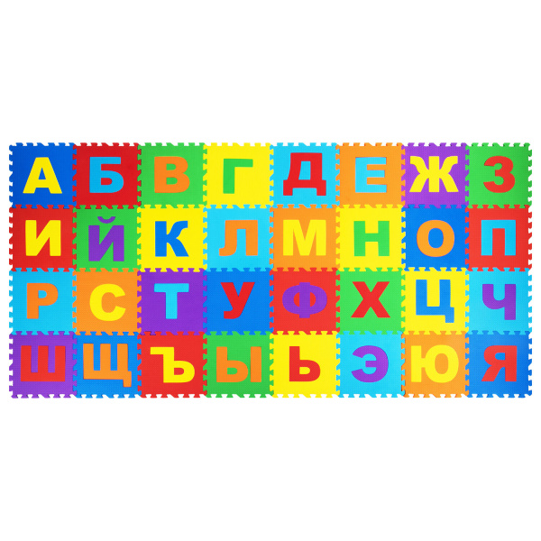 Коврик-пазл напольный 2,4х1,2 м, мягкий, "Алфавит", 32 элемента 30х30 см, толщина 1 см, ЮНЛАНДИЯ, 664657 - Игрушки развивающие