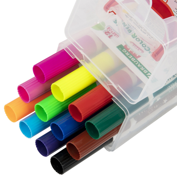 Фломастеры в суперкейсе утолщенные 12 цветов, вентилируемый колпачок, BRAUBERG KIDS, 152187 - Фломастеры классические