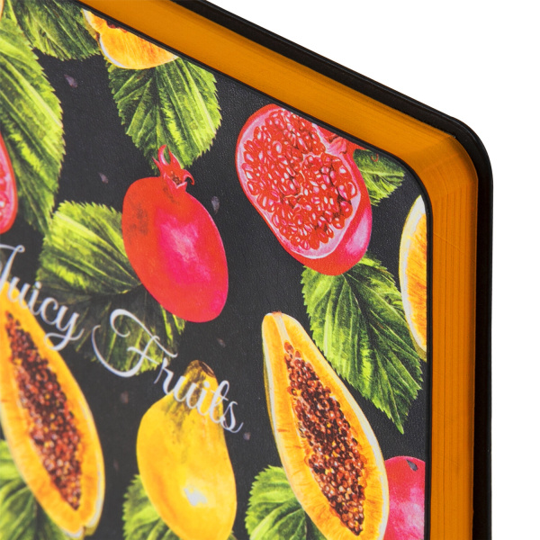 Ежедневник недатированный А5 (138х213 мм), BRAUBERG VISTA, под кожу, гибкий, 136 л., "Fruit story", 112024 - Ежедневники с покрытием "под кожу и ткань"