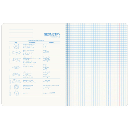 Тетрадь предметная со справочным материалом ORIGINAL 48 л., TWIN лак, ГЕОМЕТРИЯ, клетка, BRAUBERG, 404302 - Тетради предметные