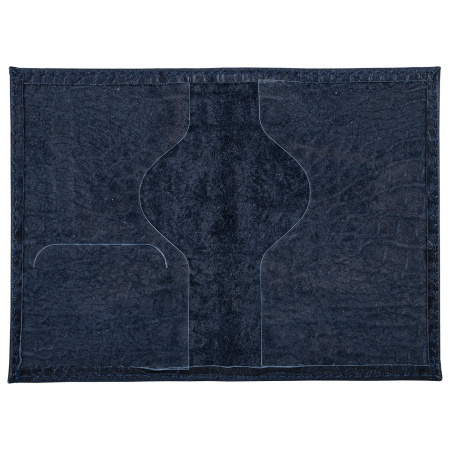 Обложка для паспорта натуральная кожа кайман, "PASSPORT", темно-синяя, BRAUBERG, 237196 - Обложки для паспорта