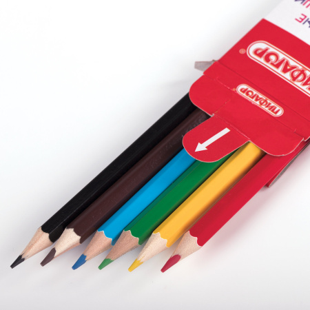 Карандаши цветные ПИФАГОР "Веселая такса", 6 цветов, классические, заточенные, 181805 - Карандаши цветные