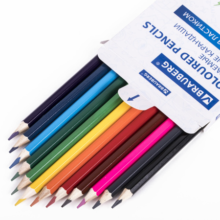 Карандаши цветные стираемые с ластиком BRAUBERG ERASABLE, 12 цветов, мягкий грифель 3 мм, 181932 - Карандаши цветные