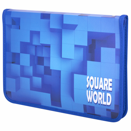 Папка для труда на молнии ЮНЛАНДИЯ А4, 1 отделение, откидная планка, органайзер, "Square world", 270987 - Папки для тетрадей и уроков труда