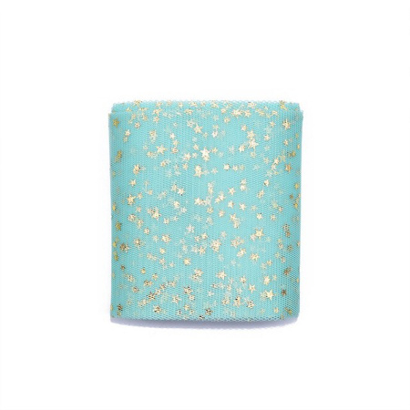 Фатиновая лента с золотыми звездами, цвет мятный ширина 8 см (45 см)