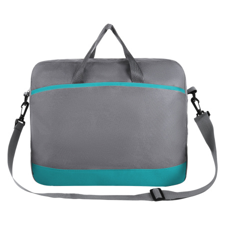 Сумка для документов STAFF "Manager" на молнии с карманом, полиэстер, серо-бирюзовая, 37х32х5 см, 270837 - Сумки для документов