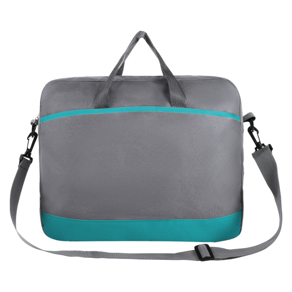 Сумка для документов STAFF "Manager" на молнии с карманом, полиэстер, серо-бирюзовая, 37х32х5 см, 270837 - Сумки для документов