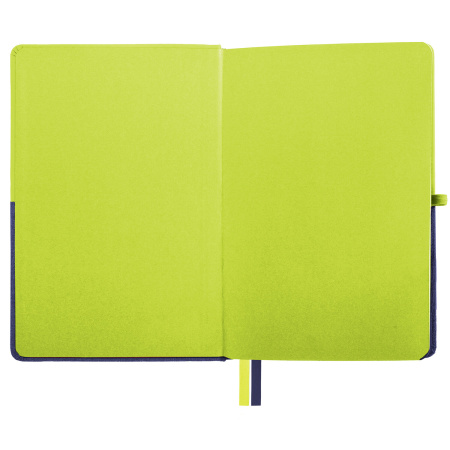 Блокнот А5 (148х218 мм), BRAUBERG "DUO", под кожу с резинкой, 80 л., клетка, зеленый/фиолетовый, 113430 - Бизнес-блокноты и бизнес-тетради