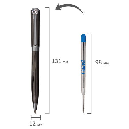 Ручка подарочная шариковая GALANT "VITRUM", корпус металл, детали серебристые, узел 0,7 мм, синяя, 143504 - Ручки шариковые подарочные