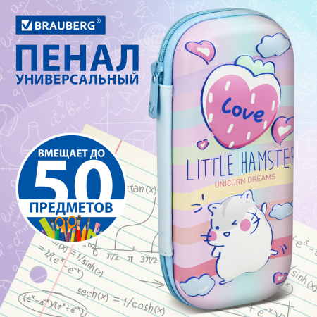 Пенал BRAUBERG, 1 отделение, 1 откидная планка, EVA 3D, 22х10х5 см, "Humster", 270702 - Пеналы каркасные