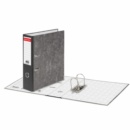 Папка-регистратор BRAUBERG, усиленный корешок, мраморное покрытие, 80 мм, с уголком, черная, 227188 - Папки-регистраторы с арочным механизмом
