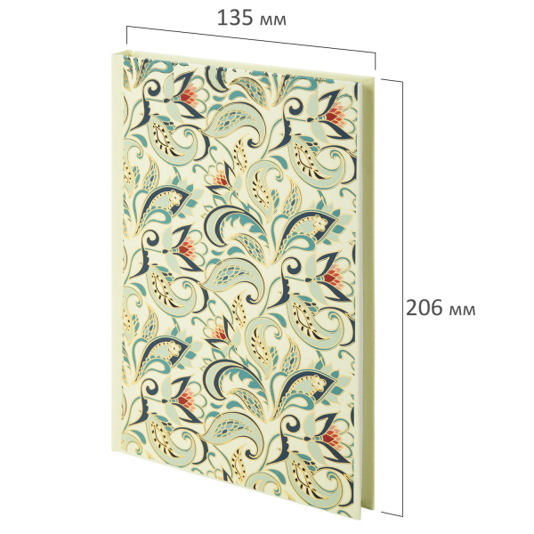 Блокнот А5 (135х206 мм), 80 л., твердый переплет, клетка, фольга, BRAUBERG, "Узор", 126049 - Блокноты в книжном переплете