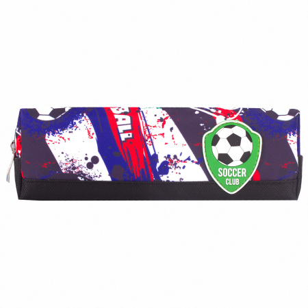 Пенал ЮНЛАНДИЯ, 1 отделение, полиэстер, "Football", черный, 19х4х6 см, 270269 - Пеналы мягкие