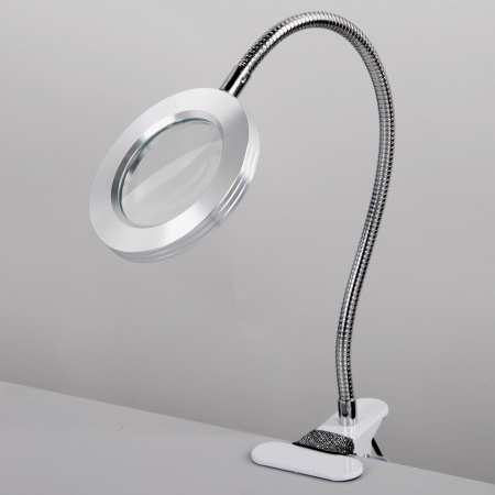 Лупа настольная на прищепке с LED ПОДСВЕТКОЙ, диаметр 75 мм, увеличение 3, BRAUBERG, 455931 - Лупы