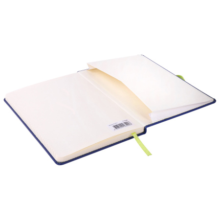 Блокнот А5 (148x218 мм), BRAUBERG "Office", под кожу, 80 л., резинка, клетка, синий, 111028 - Бизнес-блокноты и бизнес-тетради