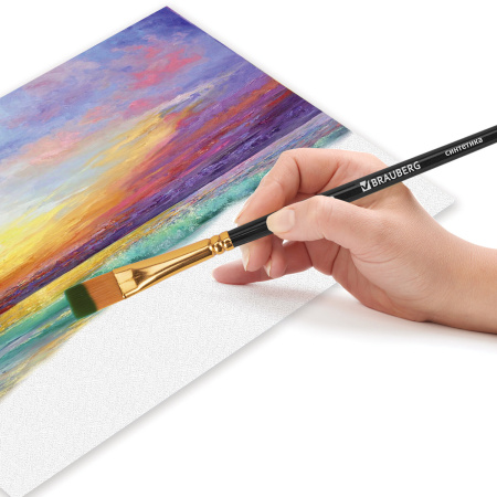 Кисти синтетика BRAUBERG, НАБОР 10 шт., черные (Круглые; Овальные; Плоские; Лайнеры), 201028 - Кисти для рисования