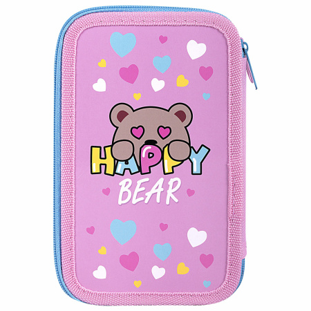 Пенал ПИФАГОР, 3 отделения, ламинированный картон, 19х11 см, "Bear Hugs", 271544 - Пеналы каркасные