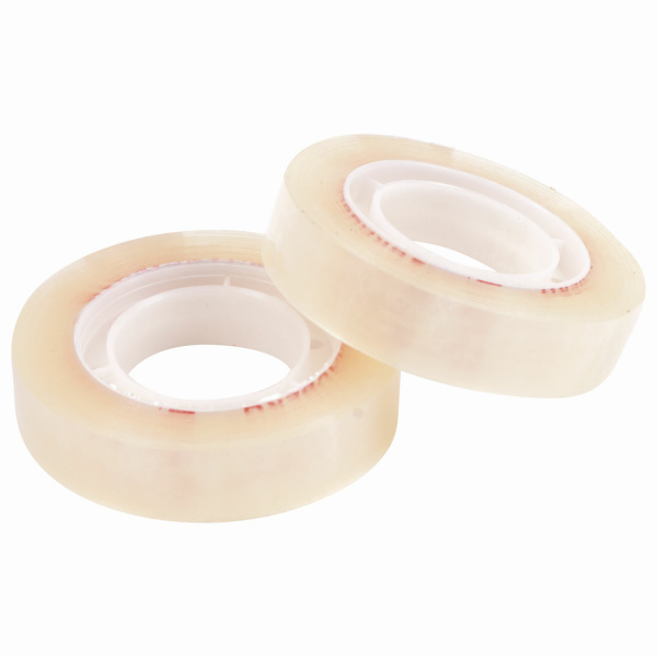 Клейкие ленты 12 мм х 33 м канцелярские BRAUBERG, комплект 2 шт., прозрачные, гарантированная длина, европодвес, 221694 - Клейкие ленты канцелярские