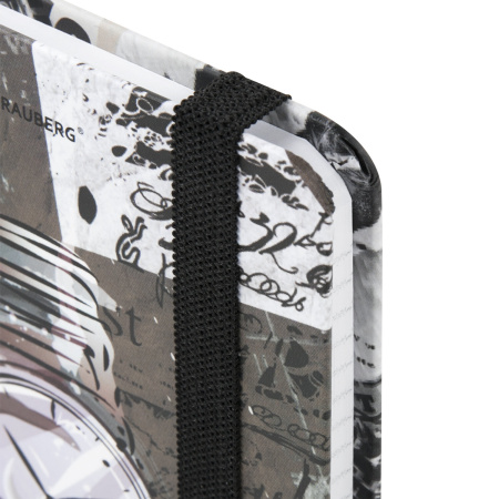 Блокнот с резинкой в клетку 96 л., МАЛЫЙ ФОРМАТ А6 (102х148 мм), твердая обложка, BRAUBERG, "Часы", 113737 - Блокноты в книжном переплете