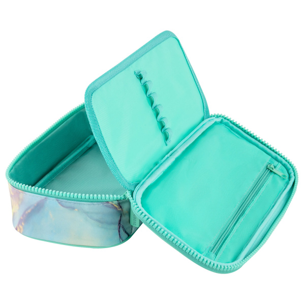 Пенал-органайзер BRAUBERG, 1 отделение, полиэстер, 22x11,5x6 см, "Mint marble", 271571 - Пеналы мягкие