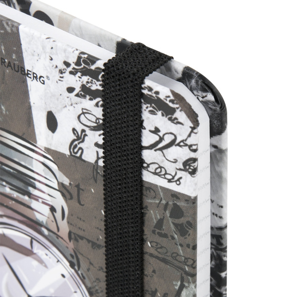 Блокнот с резинкой в клетку 96 л., МАЛЫЙ ФОРМАТ А6 (102х148 мм), твердая обложка, BRAUBERG, "Часы", 113737 - Блокноты в книжном переплете