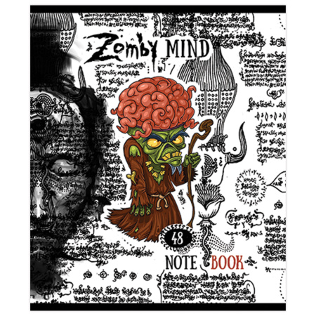 Тетрадь А5, 48 л., ПЗБМ, скоба, клетка, конгрев, выборочный TWIN лак, "Зомбаки" (5 видов), 028985 - Тетради 40-48 листов