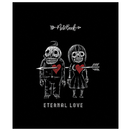 Тетрадь А5, 48 л., ПЗБМ, скоба, клетка, Soft Touch, фольга, конгрев, лак, "Вечная любовь" (5 видов), 028930 - Тетради 40-48 листов