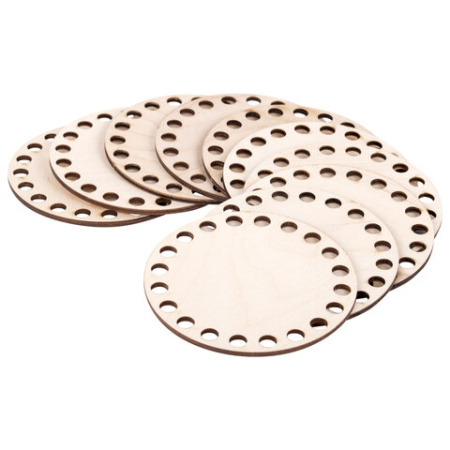 Донышки деревянные для вязания круглые, 10 штук, диаметр 10 см. - Донышки деревянные