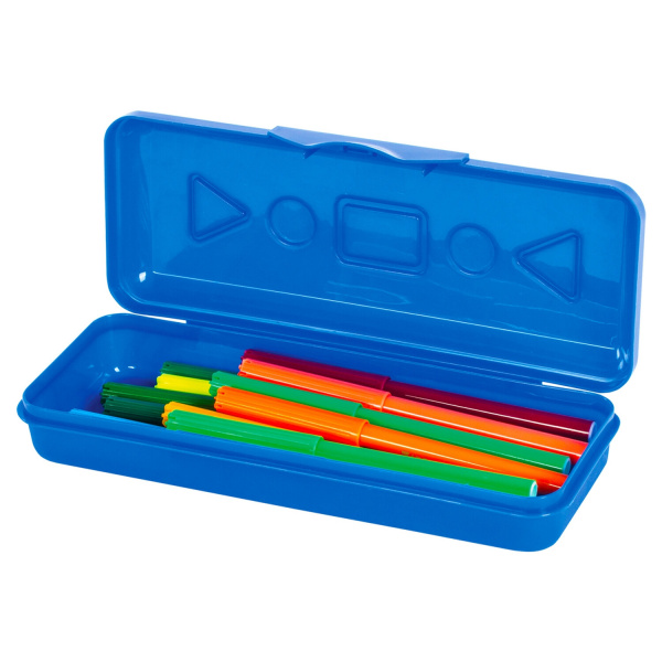 Пенал пластиковый ПИФАГОР однотонный, ассорти 4 цвета, 20х7х4 см, 228114 - Пеналы каркасные