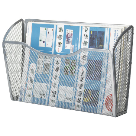 Лотки для бумаг настенные 3 штуки формат А4 BRAUBERG "Germanium", серебристый, 231975 - Лотки настенные металлические