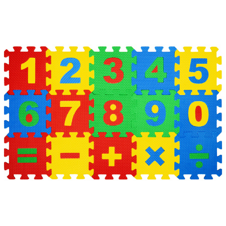 Коврик-пазл напольный 0,75х0,45 м, мягкий, "Учим цифры", 15 частей 15х15 см, толщина 1 см, ЮНЛАНДИЯ, 664658 - Игрушки развивающие